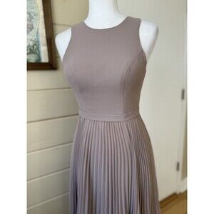 AZAZIE Lindie Chiffon Dress C Formal Frost Brown Bridesmaid Pleated Skirt $129